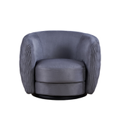 Barry Swivel Armchair with Pinched Plate - Grey Suede - Armchair Grey Suede BUBULAND HOME