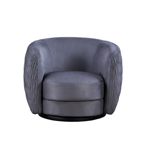 Barry Swivel Armchair with Pinched Plate - Grey Suede - Armchair Grey Suede BUBULAND HOME