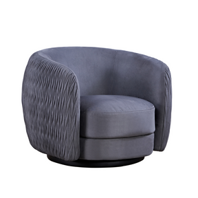 Barry Swivel Armchair with Pinched Plate - Grey Suede - Armchair Grey Suede BUBULAND HOME