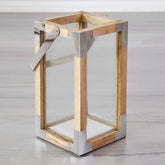 Bauhaus Box Lantern - Natural Wood - Homewares Light Natural Wood and Silver BUBULAND HOME