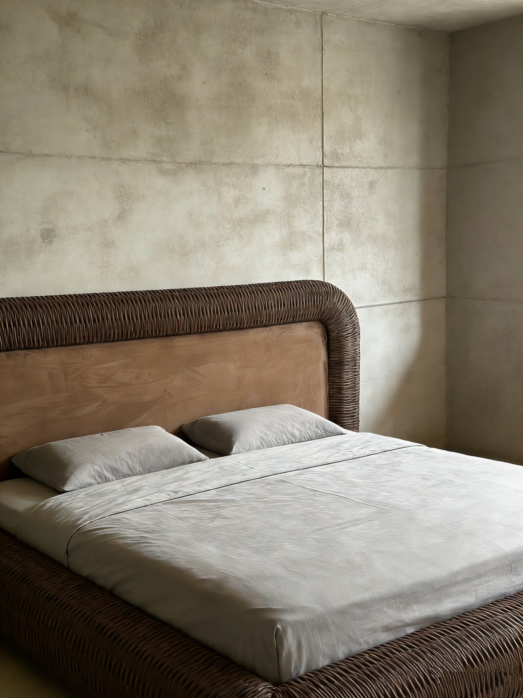 Curvea Bed Frame - Suede Brown Pinched Plate