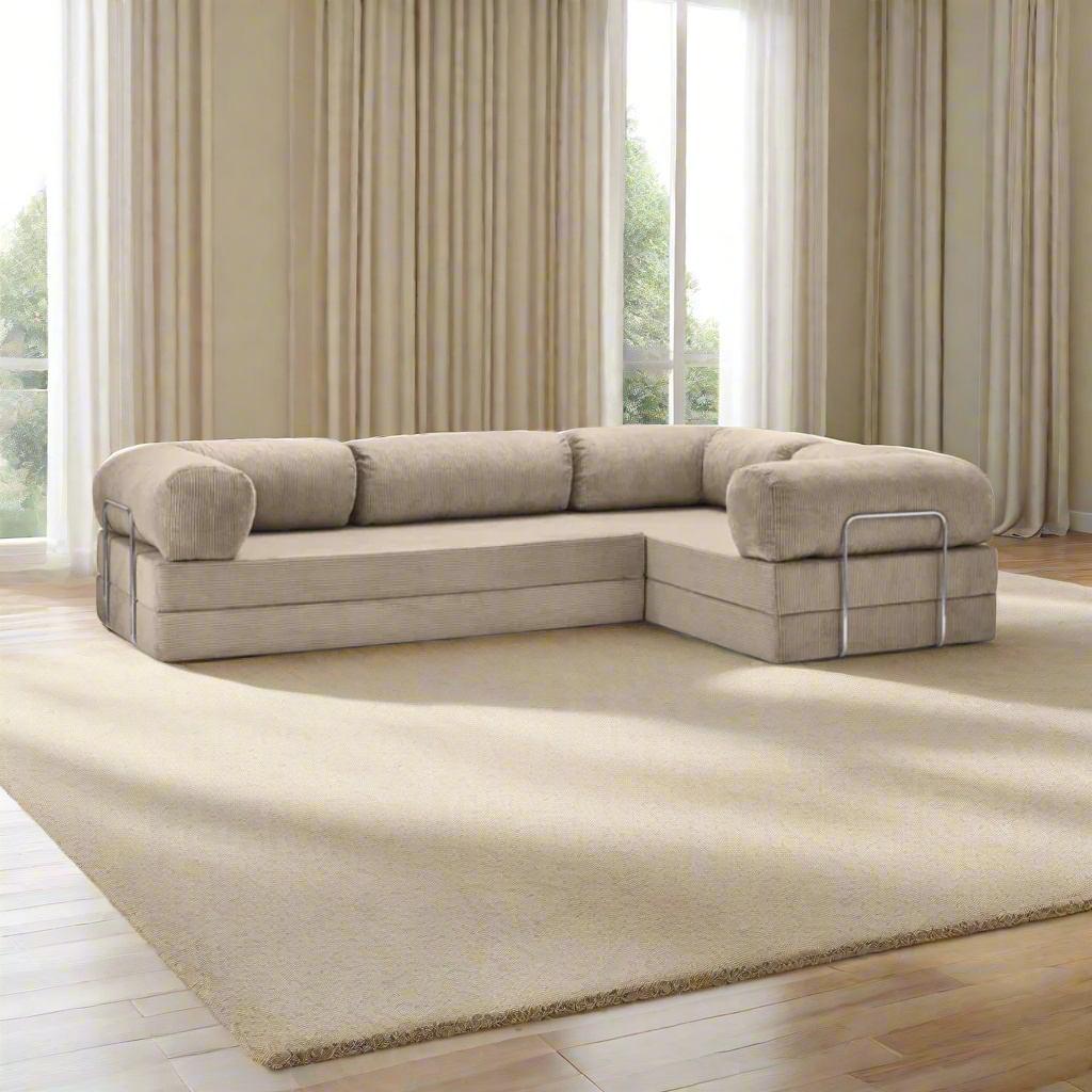 Belle Convertible L-Shaped Modular Sofa Bed - Corduroy BUBULAND HOME