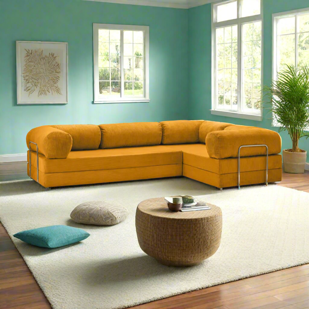Belle Convertible L-Shaped Modular Sofa Bed - Corduroy BUBULAND HOME