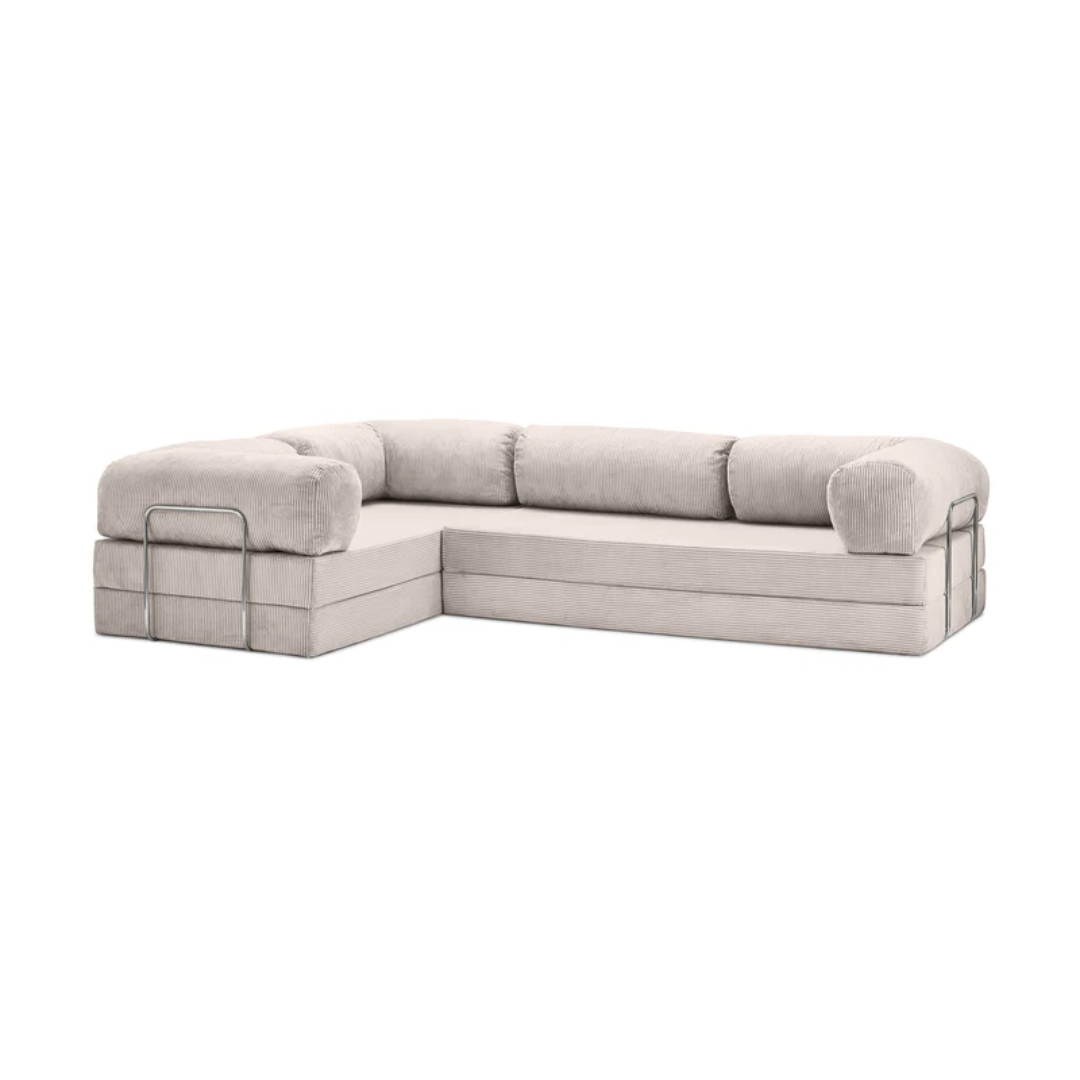 Belle Convertible L-Shaped Modular Sofa Bed - Corduroy BUBULAND HOME