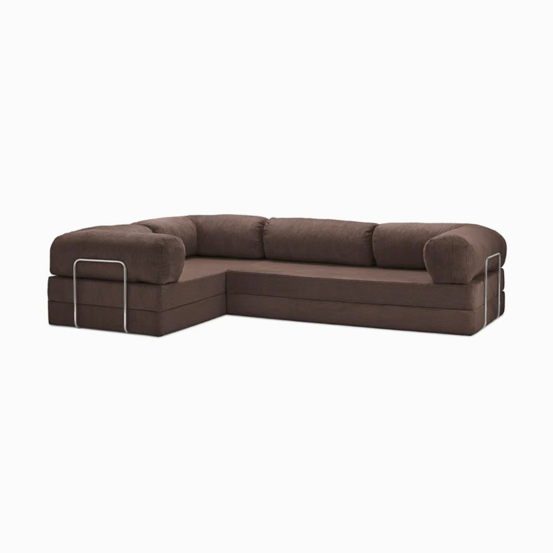 Belle Convertible L-Shaped Modular Sofa Bed - Corduroy BUBULAND HOME