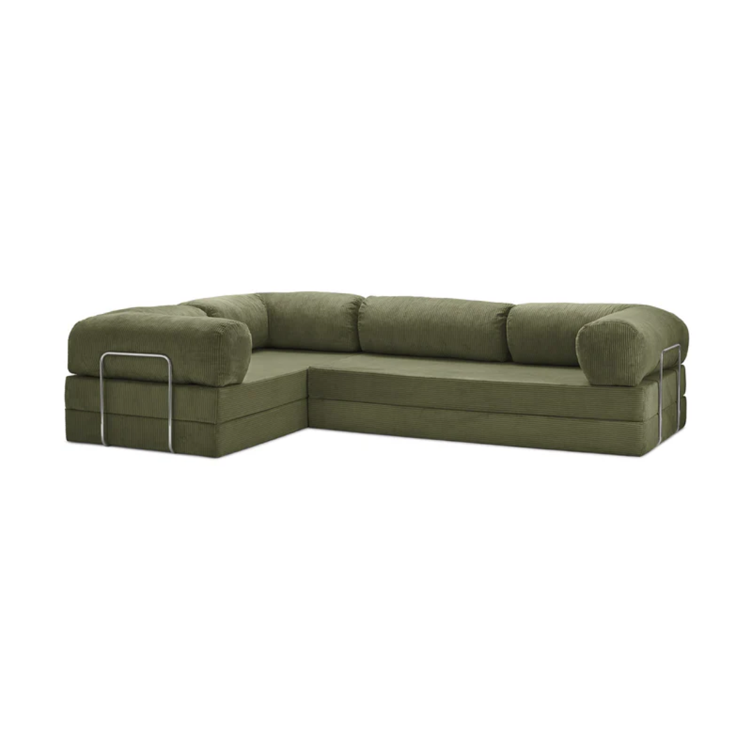 Belle Convertible L-Shaped Modular Sofa Bed - Corduroy BUBULAND HOME
