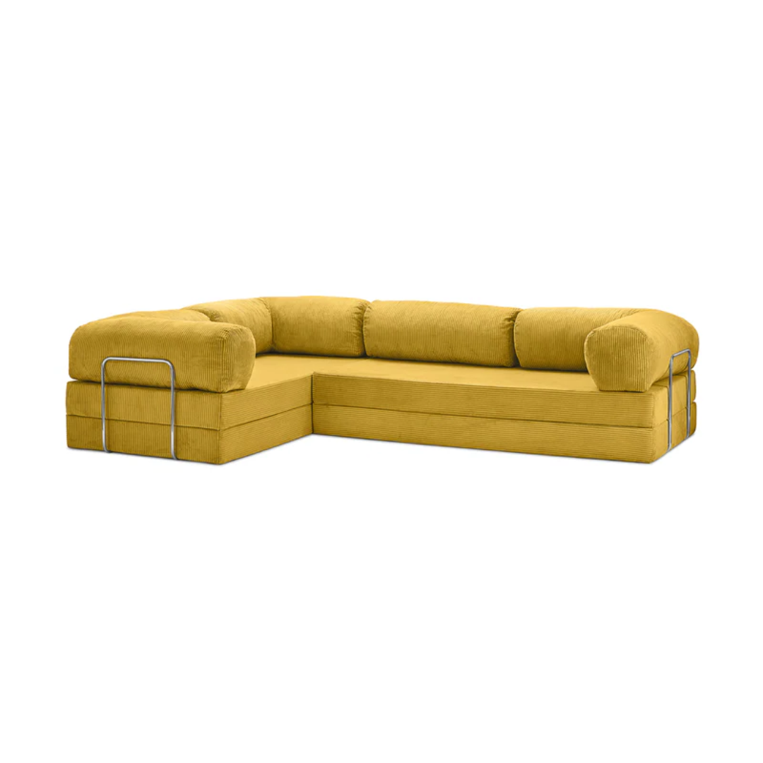 Belle Convertible L-Shaped Modular Sofa Bed - Corduroy BUBULAND HOME