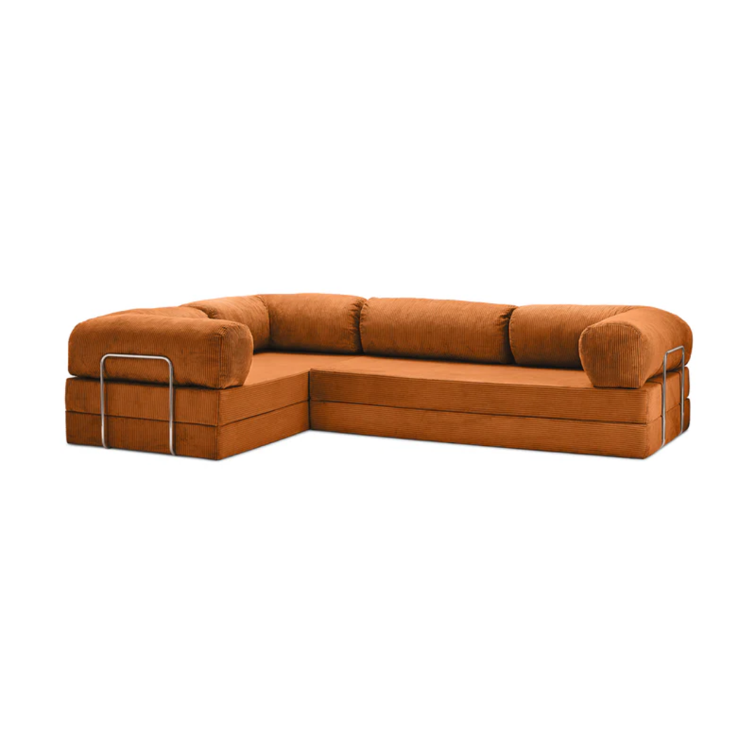 Belle Convertible L-Shaped Modular Sofa Bed - Corduroy BUBULAND HOME