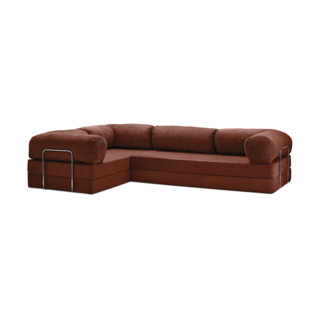 Belle Convertible L-Shaped Modular Sofa Bed - Corduroy BUBULAND HOME
