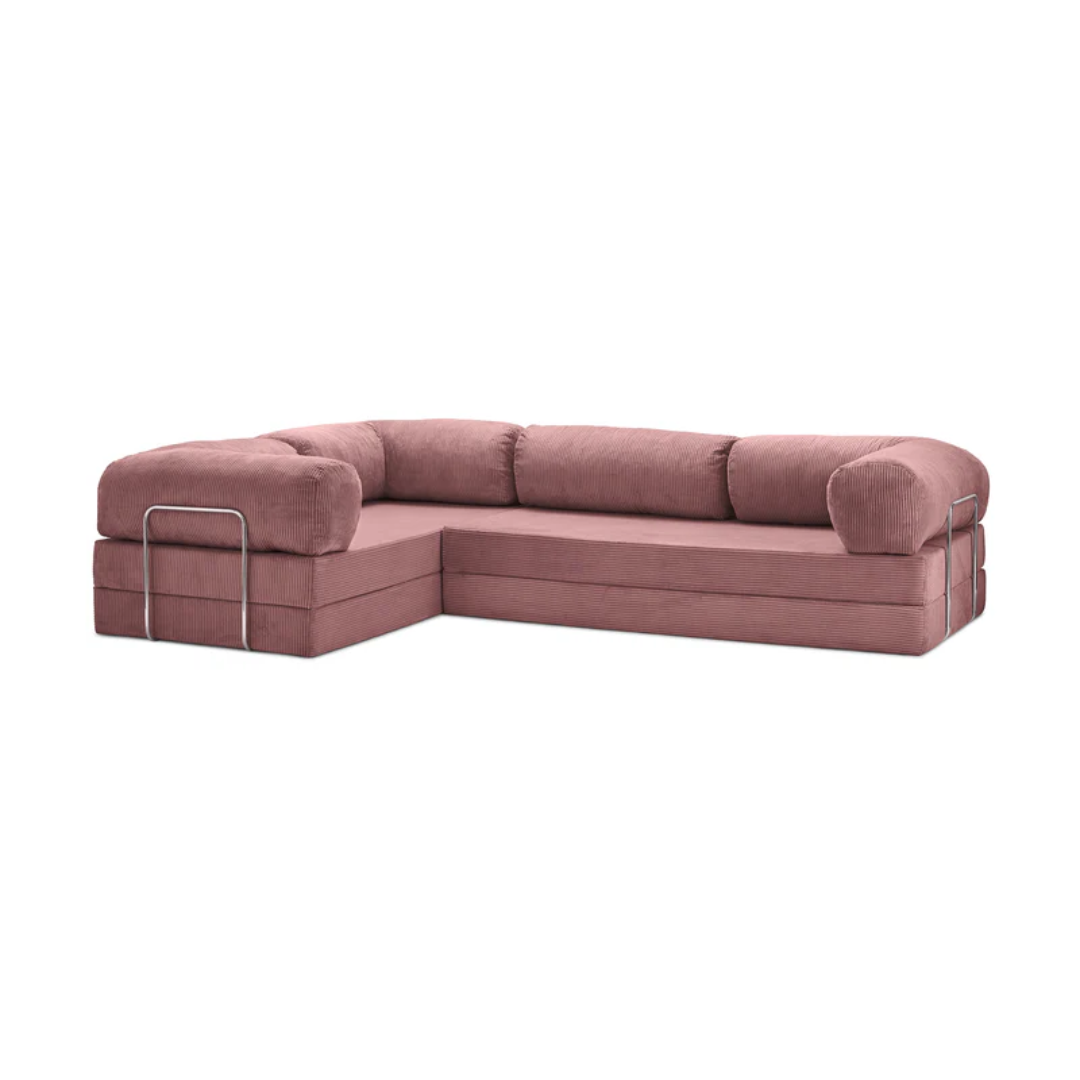 Belle Convertible L-Shaped Modular Sofa Bed - Corduroy BUBULAND HOME
