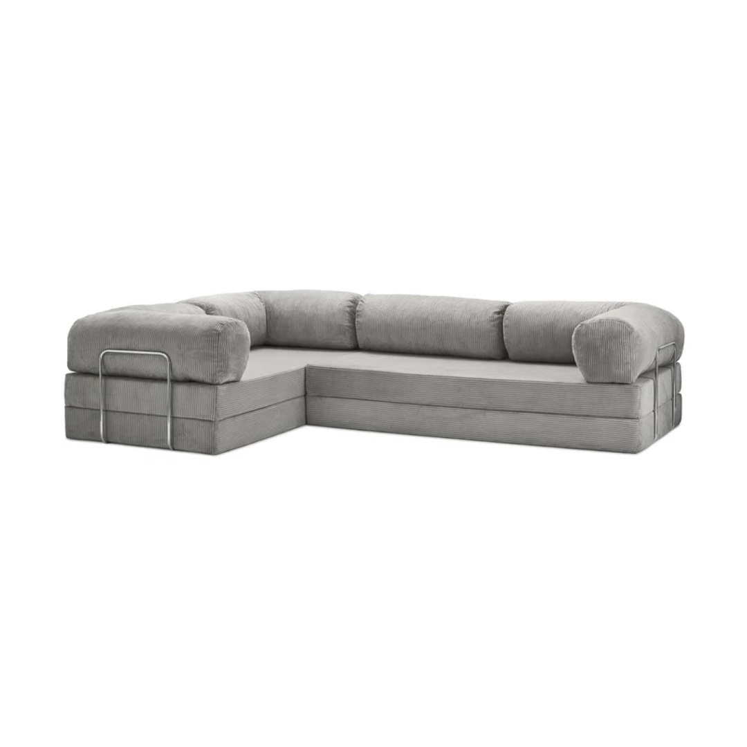 Belle Convertible L-Shaped Modular Sofa Bed - Corduroy BUBULAND HOME