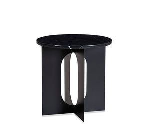 Black Marble and Metal Side Table BUBULAND HOME