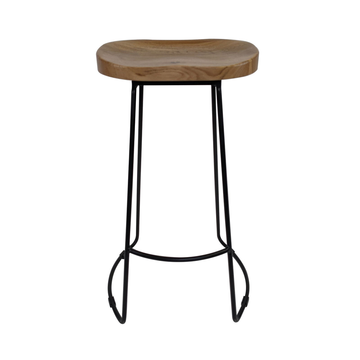 Black Steel Barstool Natural - BUBULAND HOME