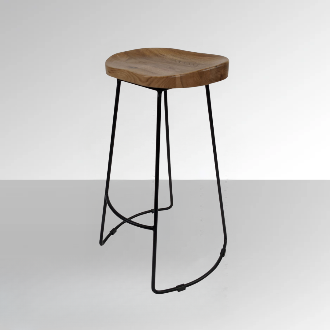 Black Steel Barstool Natural BUBULAND HOME