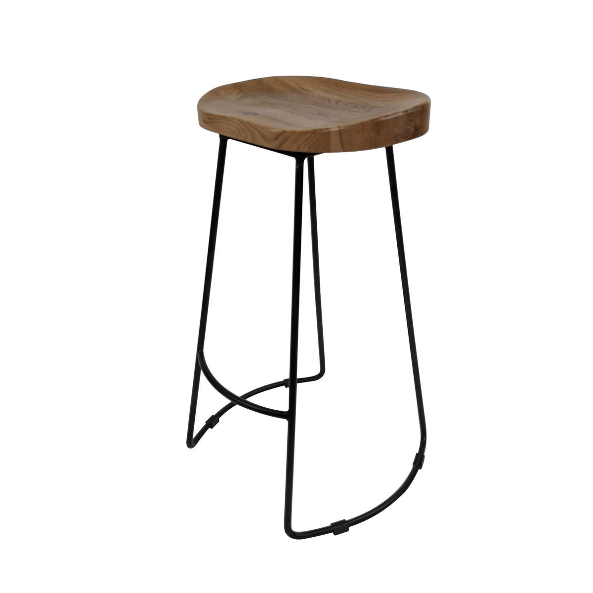 Black Steel Barstool Natural BUBULAND HOME