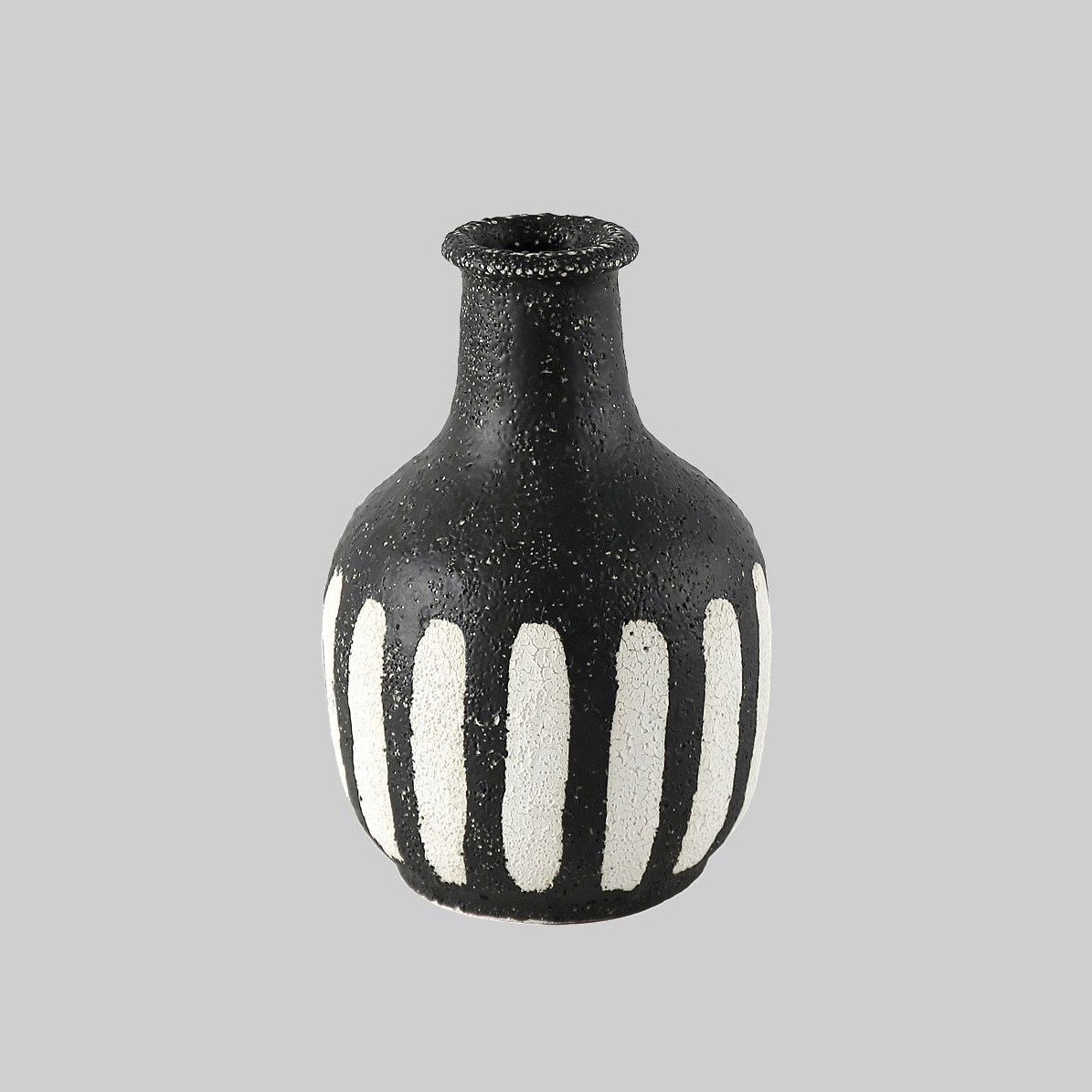 Black and White Strip Ceramic Vase - Small BUBULAND HOME