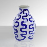 Blue Curved Line Ceramic Vase - BUBULAND HOME
