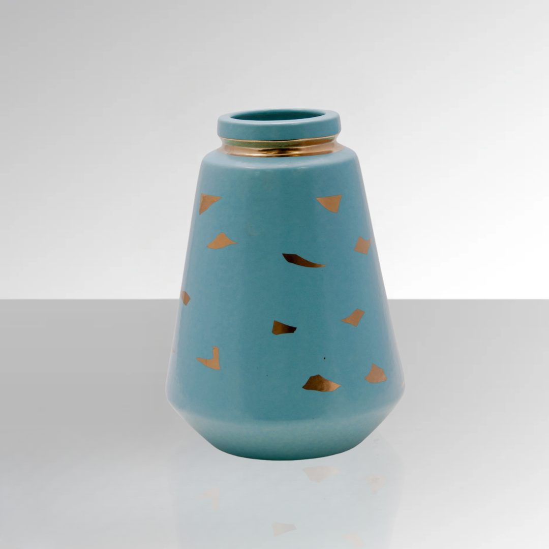Blue Gold Irregular Vase - BUBULAND HOME