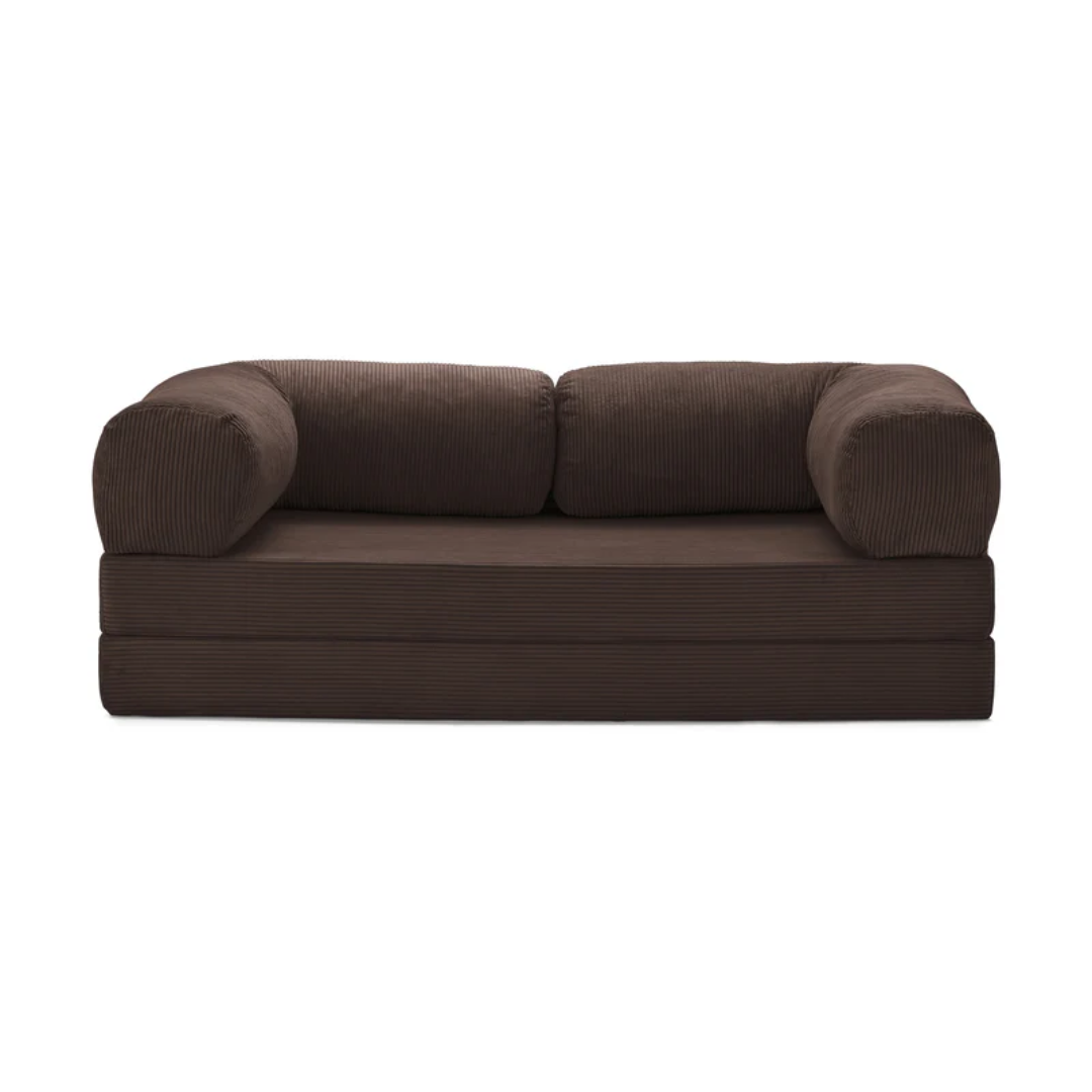 Belle Convertible Sofa Bed - Burnt Orange Corduroy - sofa 2 Seater / Brown BUBULAND HOME