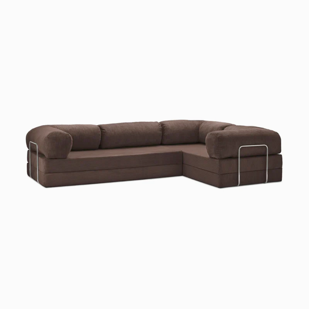 Belle Convertible L-Shaped Modular Sofa Bed - Corduroy BUBULAND HOME