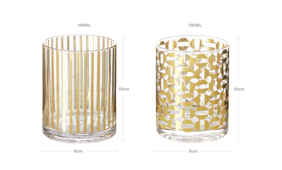 Camus Golden Glass Cups - Tableware Vertical stripes BUBULAND HOME