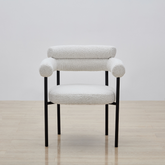 Cassandra Dining Chair Premium Ivory Boucle - Front View in Timber FloorRoom