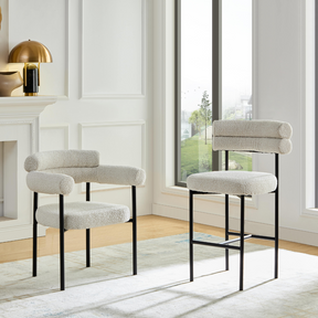 Cassandra Barstool -  Premium Ivory Boucle BUBULAND HOME