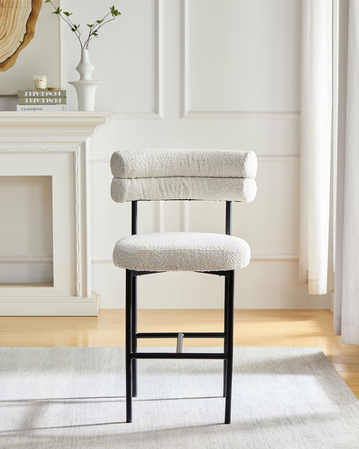 Cassandra Barstool -  Premium Ivory Boucle BUBULAND HOME