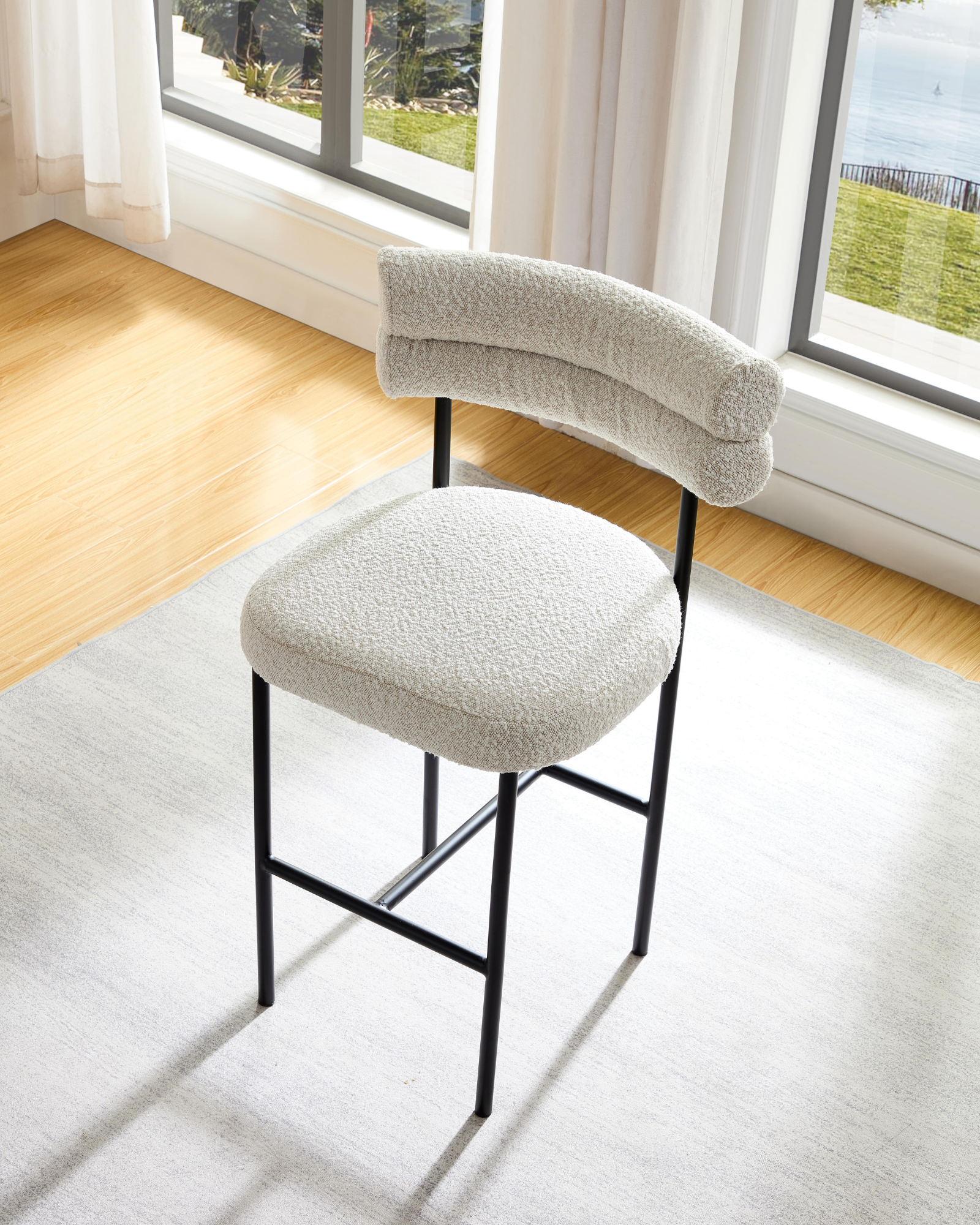 Cassandra Barstool -  Premium Ivory Boucle BUBULAND HOME