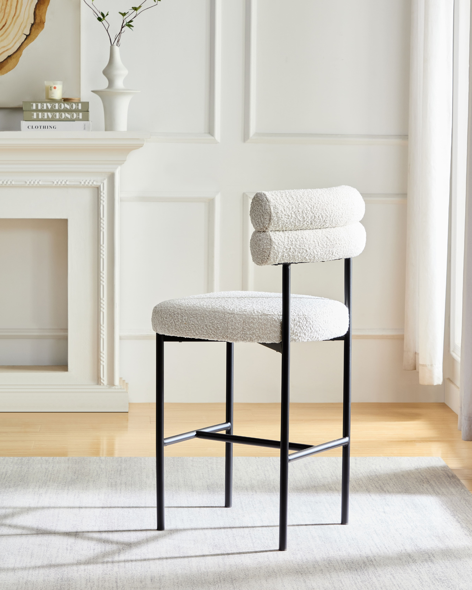 Cassandra Barstool -  Premium Ivory Boucle BUBULAND HOME