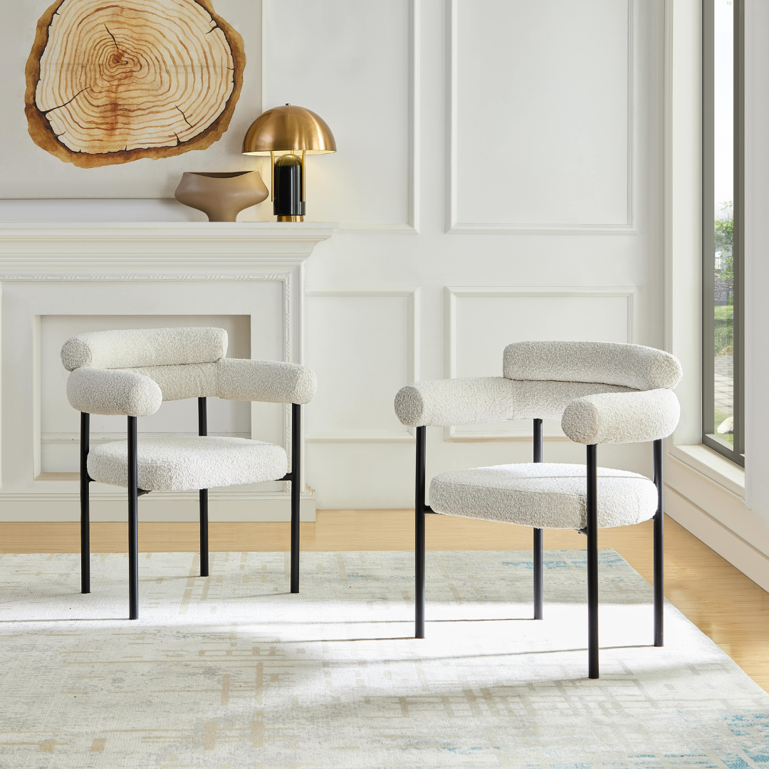 Cassandra Dining Chair -  Premium Ivory Boucle BUBULAND HOME