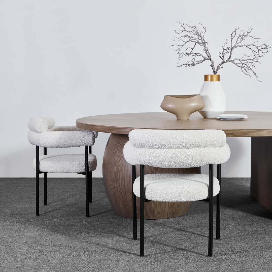 Cassandra Dining Chair -  Premium Ivory Boucle BUBULAND HOME