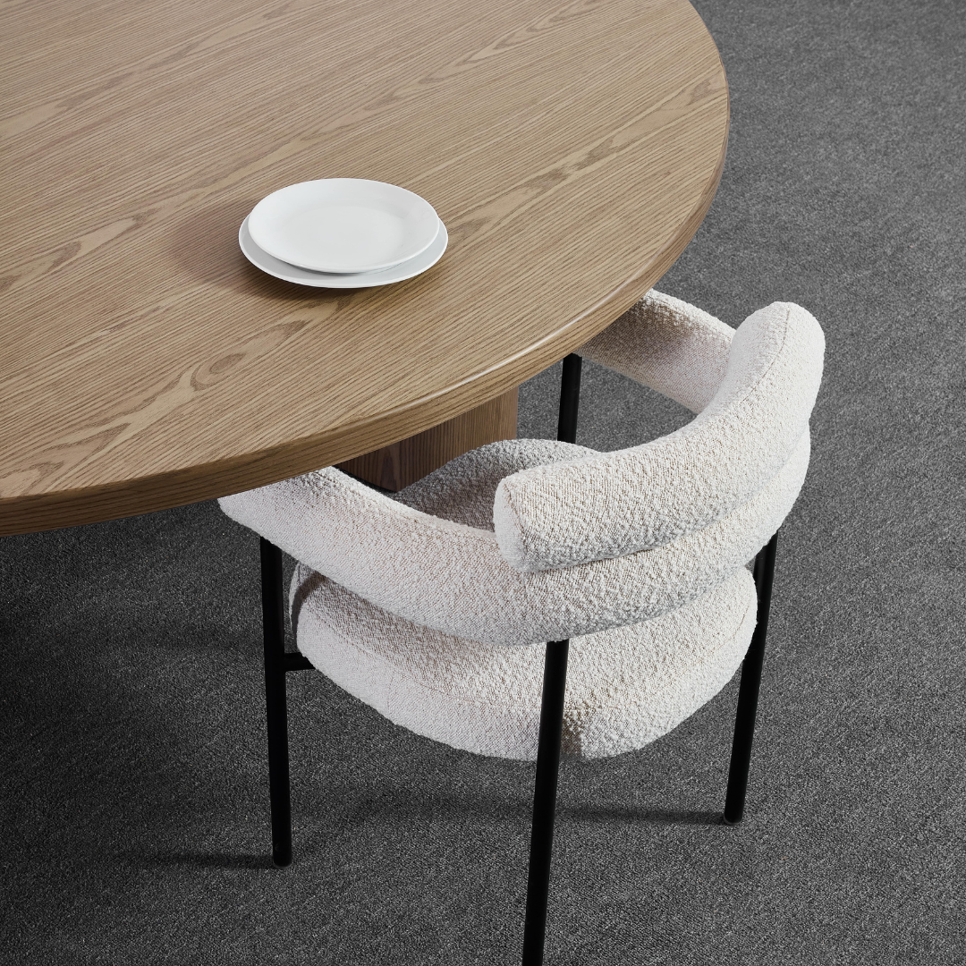 Cassandra Dining Chair -  Premium Ivory Boucle BUBULAND HOME