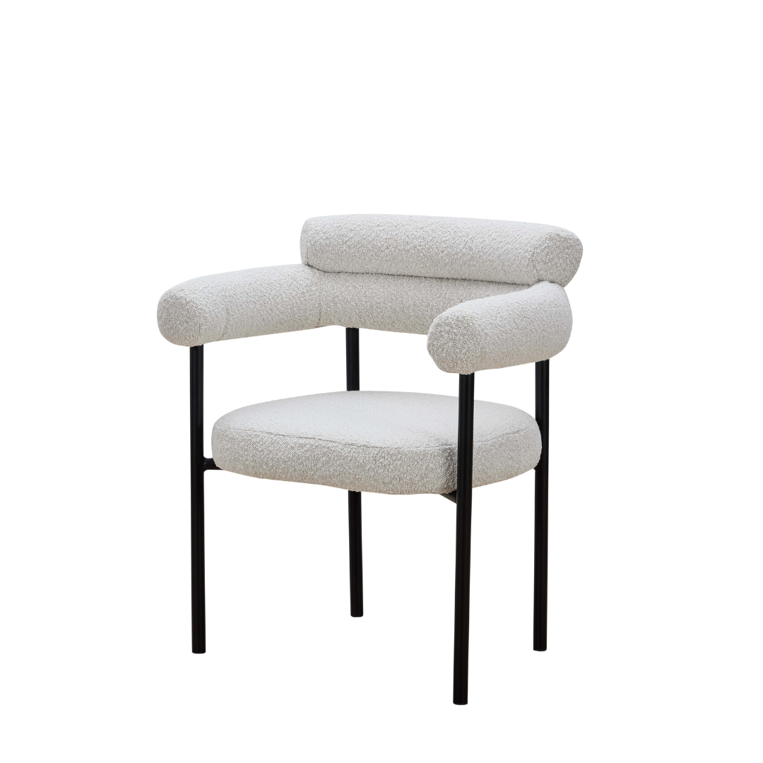Cassandra Dining Chair -  Premium Ivory Boucle BUBULAND HOME
