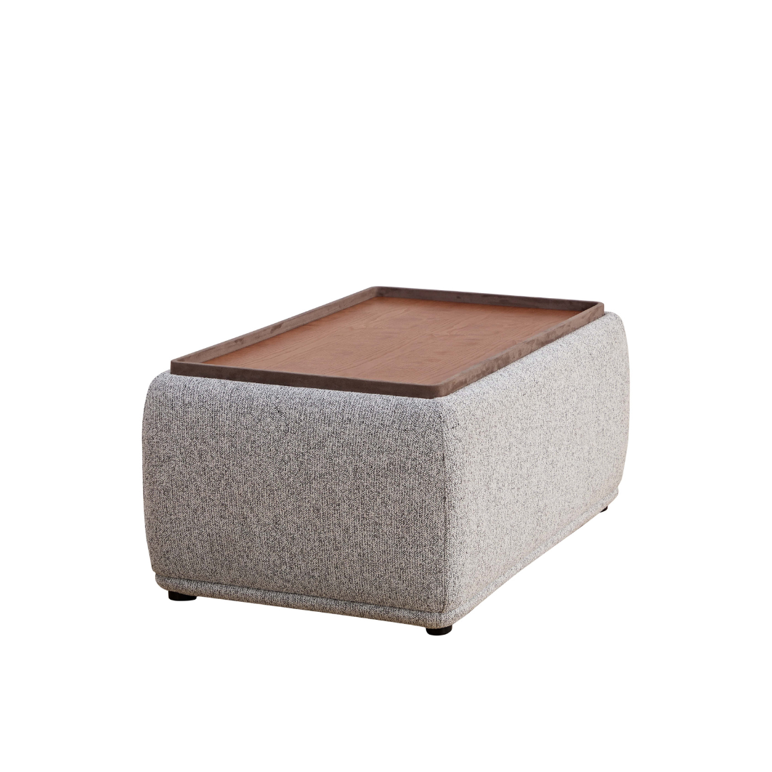 Charles  Ottoman with Tray on Angled Side View in White Background