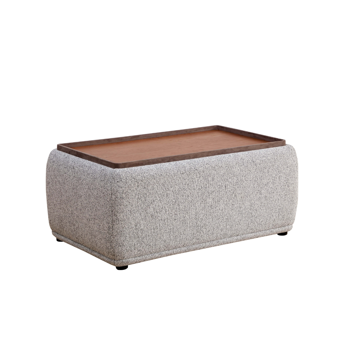 Charles Ottoman with Tray on Angled Side  View in White Background