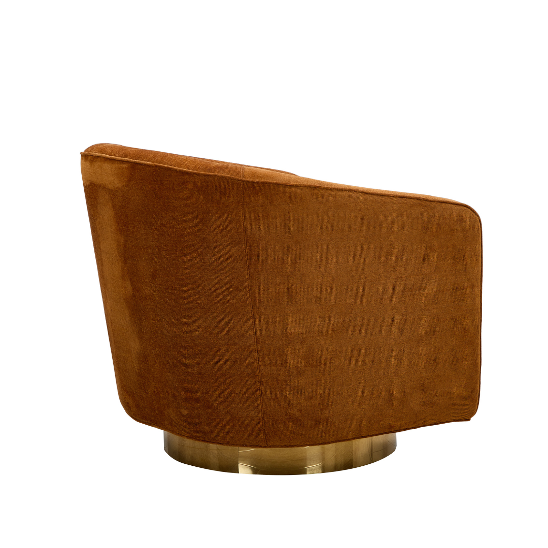 Charlotte Tub Swivel Armchair Copper Angled Back View in a White Background