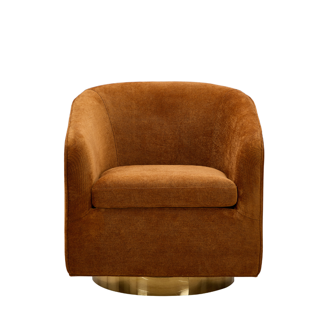 Charlotte Tub Swivel Armchair Copper Front On View in a White Background