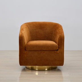 Charlotte Tub Swivel Armchair Copper Front On View in a Timber Room