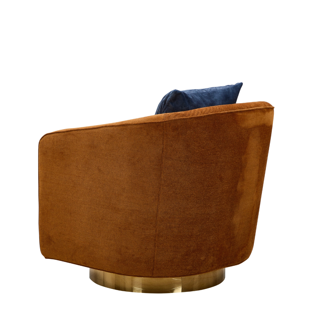 Charlotte Tub Swivel Armchair Copper Angled Back View in a White Background