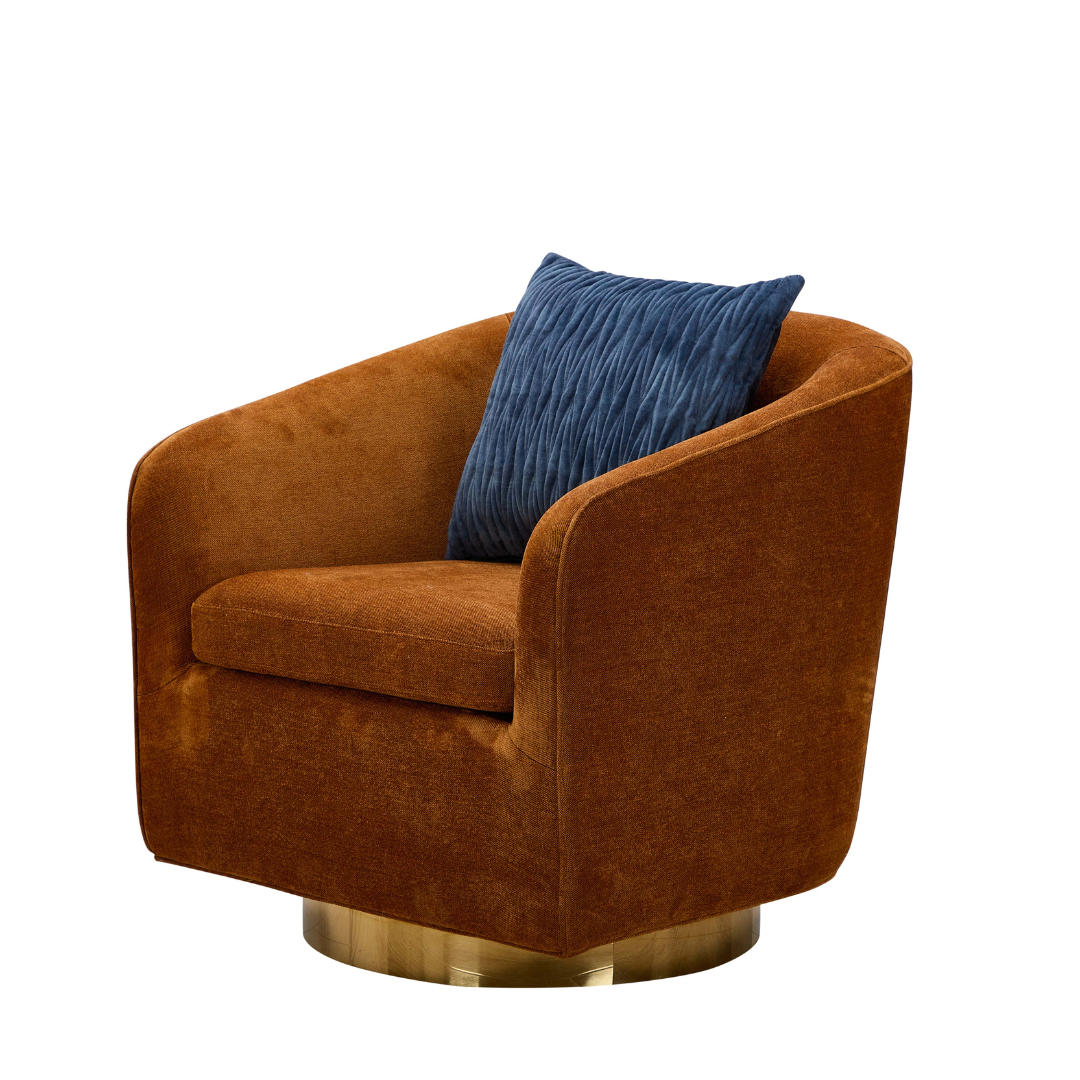 Charlotte Tub Swivel Armchair Copper Angled Side View in a White Background