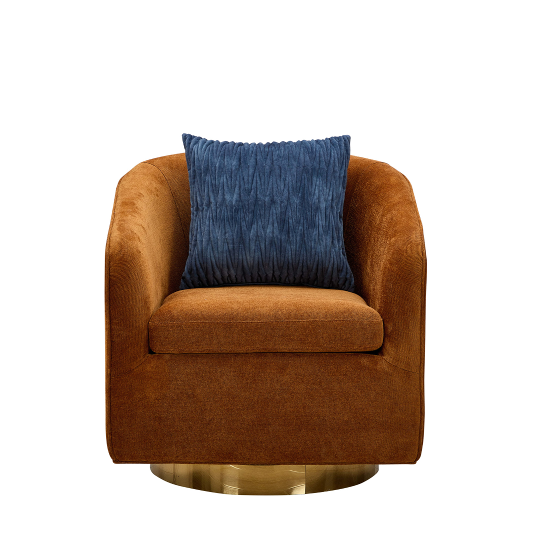 Charlotte Tub Swivel Armchair Copper Front View in a White Background