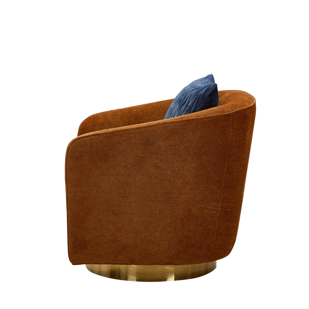Charlotte Tub Swivel Armchair Copper Side View in a White Background