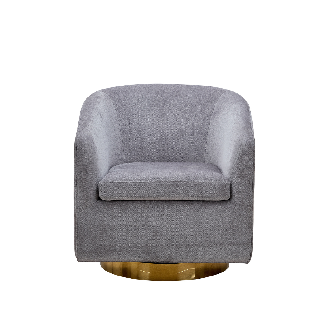 Charlotte Tub Swivel Armchair Grey Front On View in a White Background