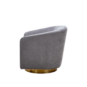 Charlotte Tub Swivel Armchair Grey  Side View in a White Background