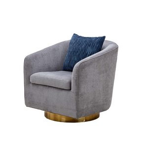 Charlotte Tub Swivel Armchair Grey Angled View in a White Background