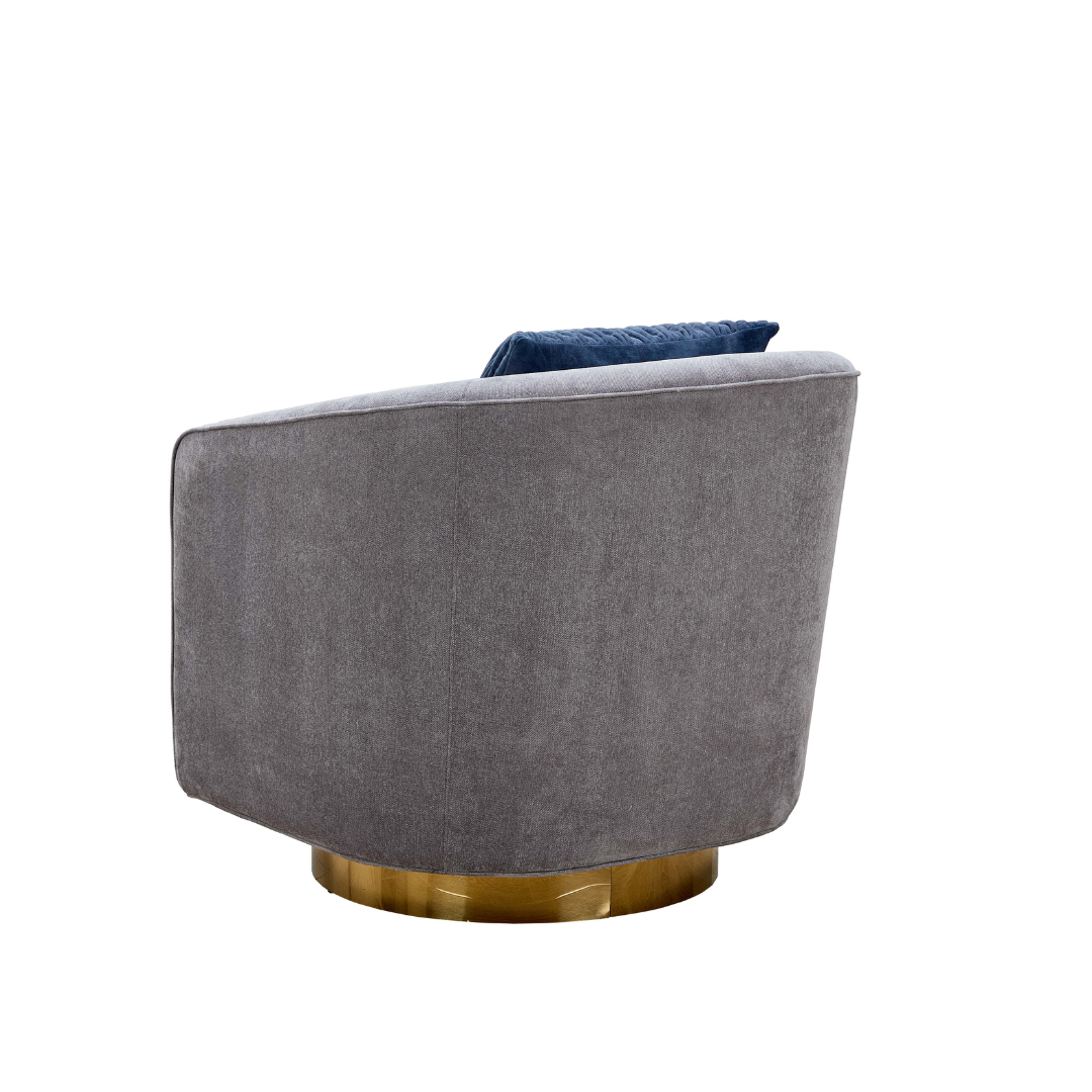 Charlotte Tub Swivel Armchair Grey Back Side View in a White Background
