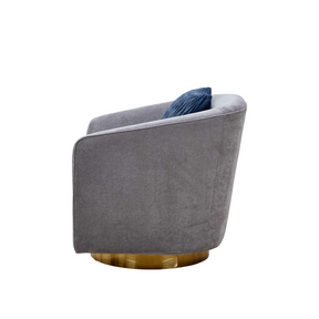 Charlotte Tub Swivel Armchair Grey Side View in a White Background