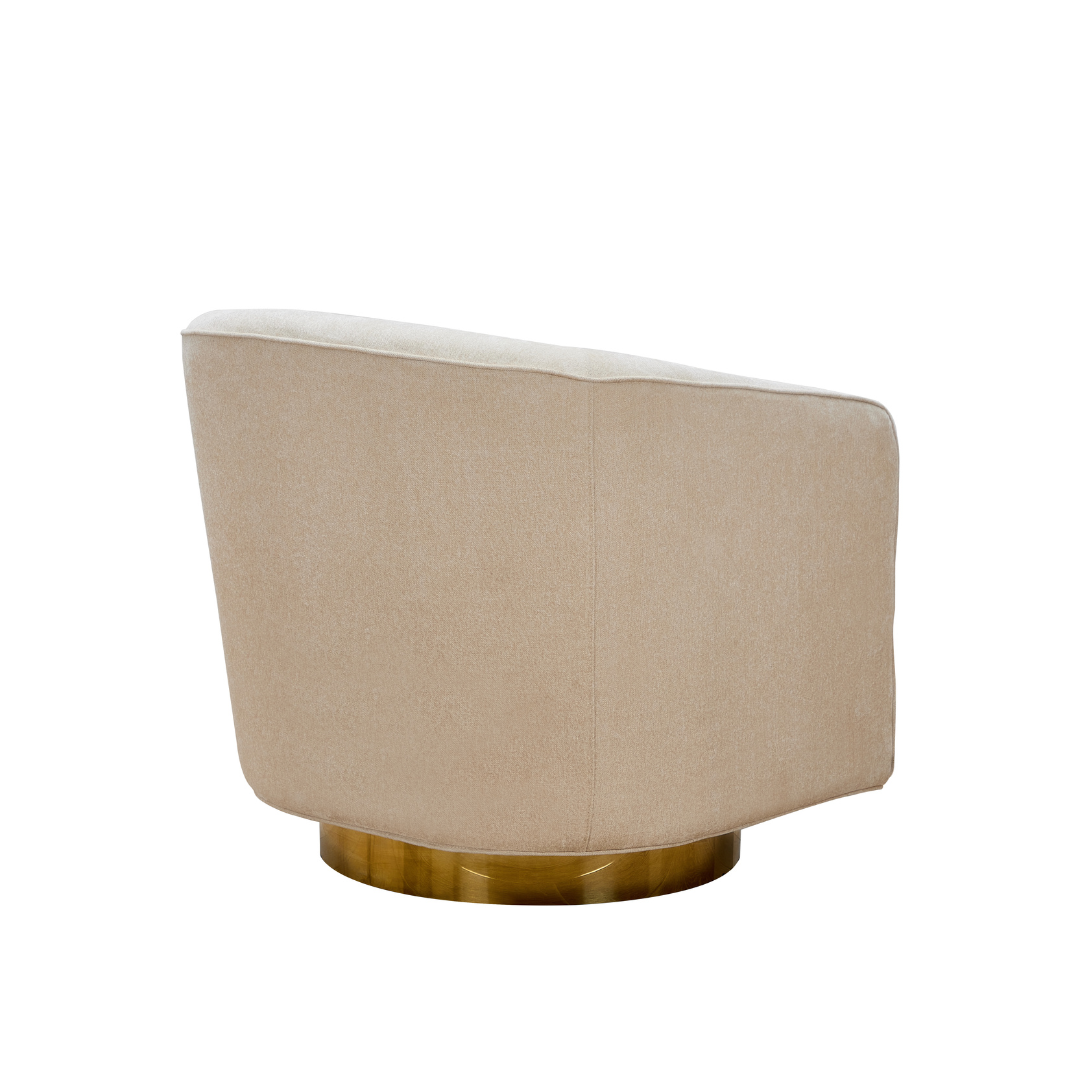 Charlotte Tub Swivel Armchair Ivory  Angled Back View in a White Background