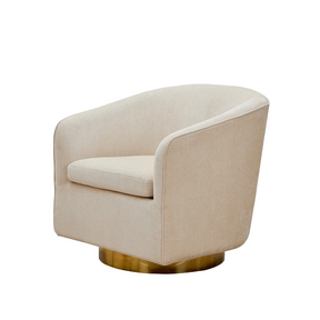 Charlotte Tub Swivel Armchair Ivory Angled Side View in a White Background